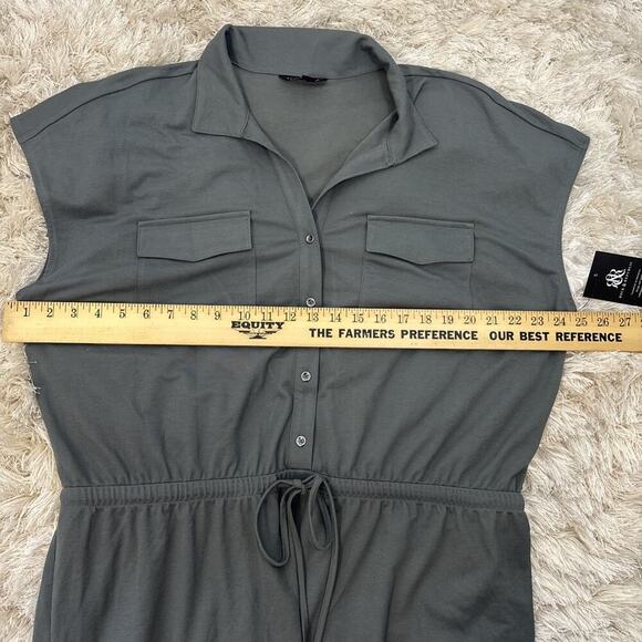 Rock & Republic Pant Suit Jumpsuit XXL Grey Desert Sand Cuffed Drawstring Waist - Picture 8 of 15